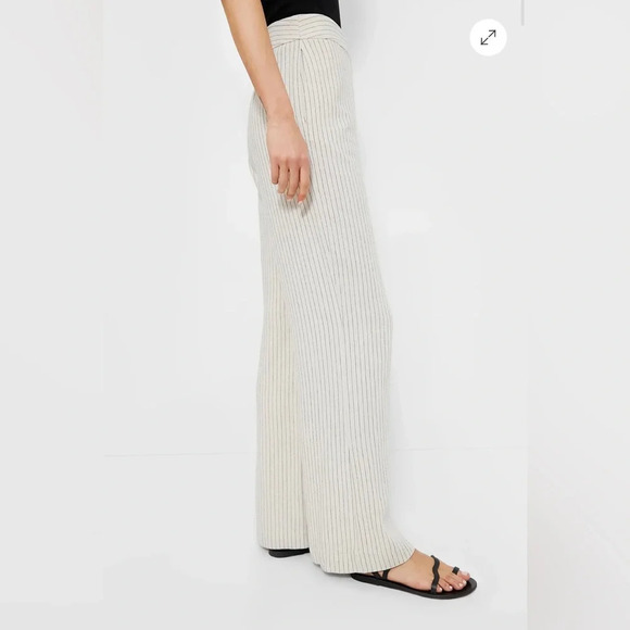 Tuckernuck Natural Stripe High Waist Wide Leg Linen Blend Faris Pants Sz 10 NWT - Picture 10 of 13